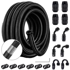 10FT 20FT CPE Braided Nylon Fuel Line Kit 6AN 8AN 10AN Hose End Fittings