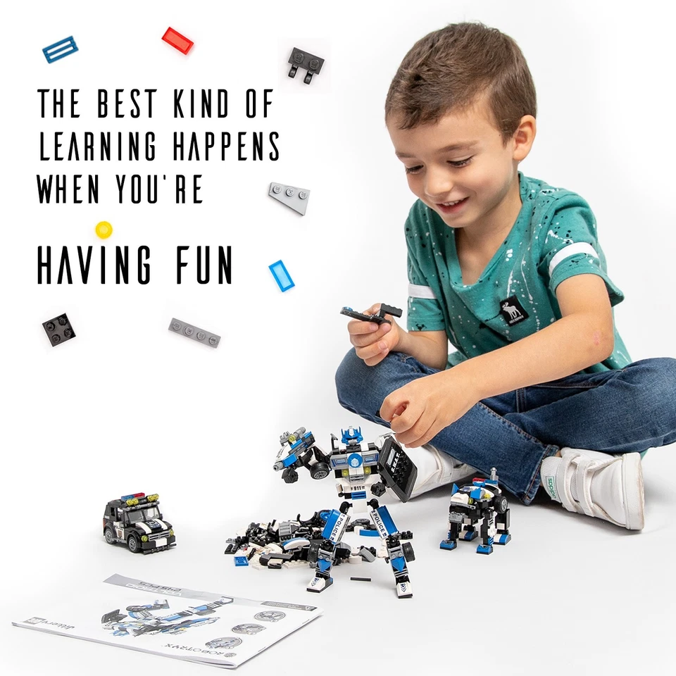 Robot Mech Building Blocks STEM Toy Glow in the Dark 3in1 Gift For Boys Kids - Image 4 of 4