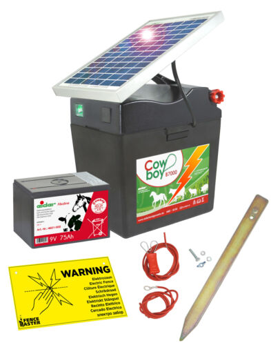 Weidezaungerät / Elektrozaungerät B7000 mit 5 Watt Solarmodul und 9V Batterie - Bild 1 von 1