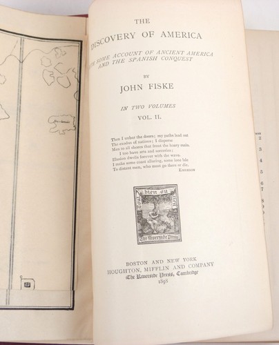 The Discovery of America by John Fiske 2 Volume Set complete Houghton ©1892 1898 - Picture 5 of 7