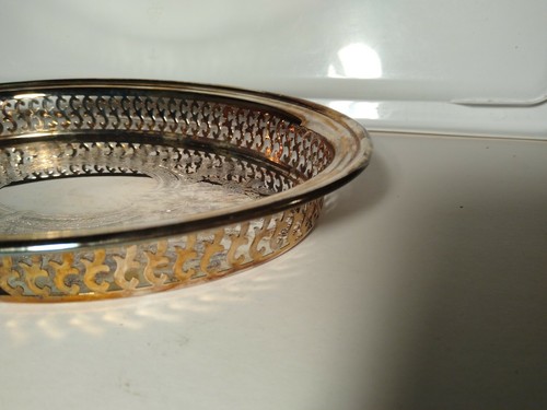 Oneida Ridgewood Oval Gallery Tray 10 3/4" Silverplate Patina Original Box Vtg - Picture 7 of 10