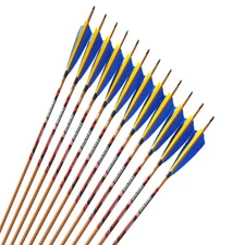 12pcs 32" carbon arrows spine340-600 ID6.2mm 5" turkey feather archery wood skin