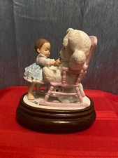 1987 willitts galleries zolan limited edition 886 girl w/teddy in rocker musical