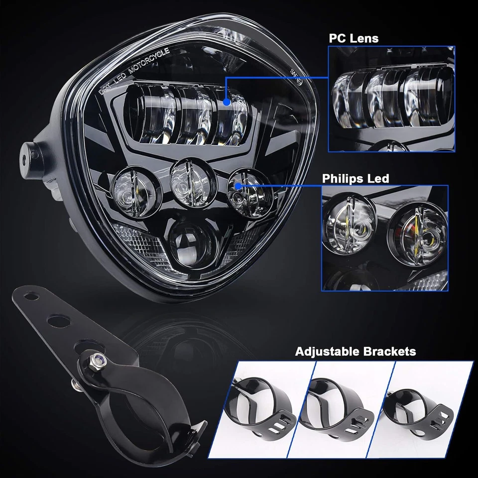 Faro LED de 7" haz alto/bajo DRL con soporte de 1,69" para K75 K100 K1200 Cafe Racer Foto 4 de 4