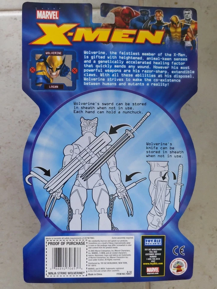¡NUEVA FIGURA DE X-MEN NINJA STRIKE WOLVERINE LOGAN con ARMAS MARVEL 2005! S30 Foto 2 de 2