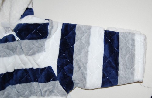NWT Little Me Infant Boys Navy Blue Stripe Plush-Lined Hooded Coverall sz 3-6M - Picture 5 of 10