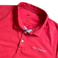 Nike The Players TPC Sawgrass Golf Polo Shirt Mens Sz Large Red Club Print
