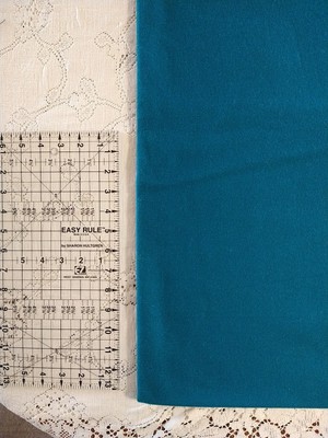 Teal Blue-Green Lightweight Wool Fabric 16x54'' Cut Continuous