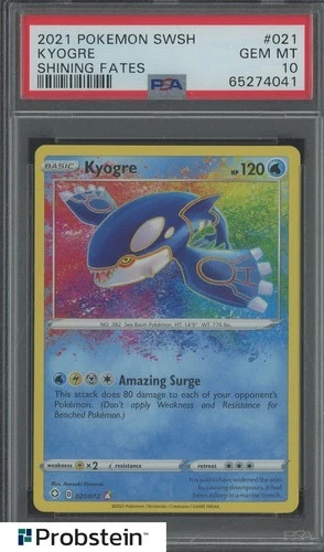 2021 Pokemon SWSH Shining Fates #021 Kyogre PSA 10 GEM MINT