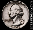 1957 Silver Washington Quarter - Scarce  Better Date  No Reserve  #L7455