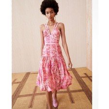 Ulla Johnson Camellia Kaia Floral cotton poplin pink Midi Dress size 00