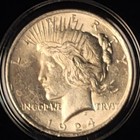 1924 US PEACE SILVER DOLLAR Lady Liberty 90% silver incased uncirculated — photo 2