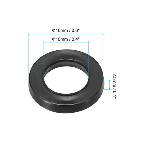M10 Rubber Flat Washer, 16 Pack 10mm ID 16mm OD Sealing Spacer Gasket Ring,Black - Photo 2/6