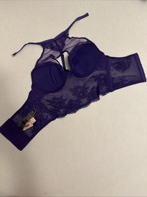Victoria's Secret NWT High Neck Corset Bra Top -XS - Very Sexy Purple Lace