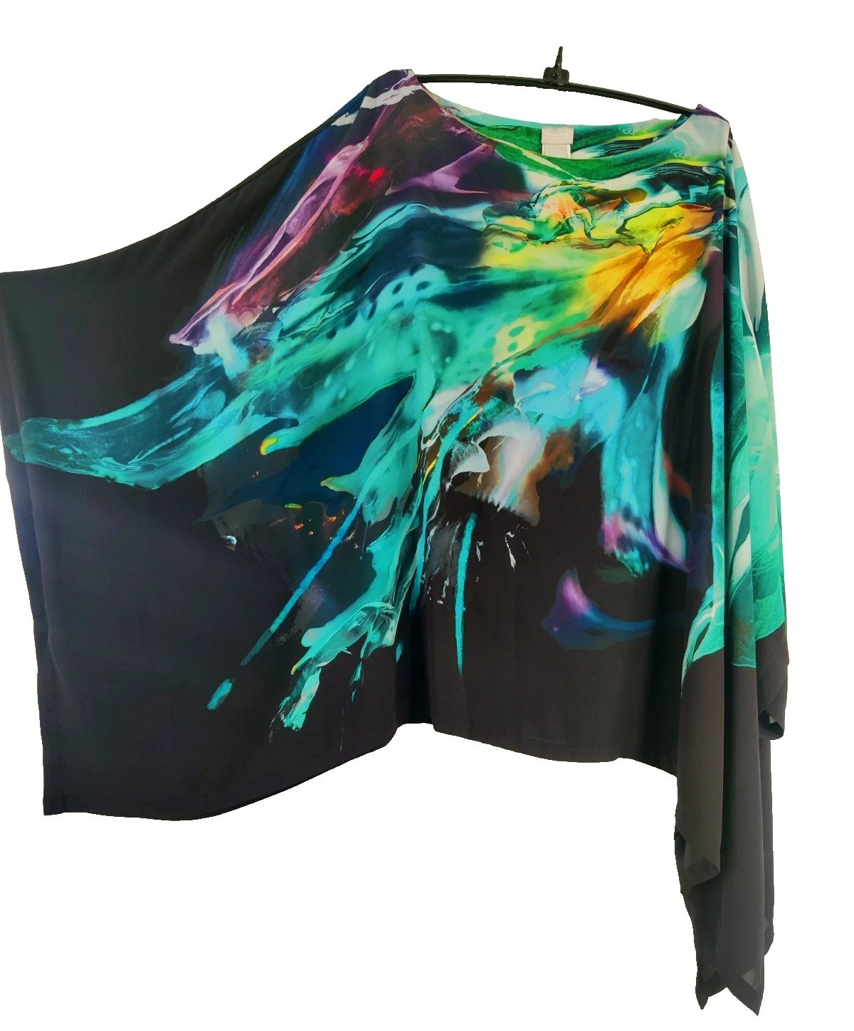 Chico's L/XL Poncho Cover Up Top Blouse Shirt Abstract Print Black Watercolors
Opens in a new window