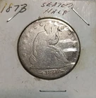1873 Seated Liberty Half Dollar Silver ARROWS at Date ag about very GOOD g - vg