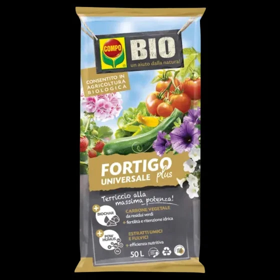 Terriccio Biologico FORTIGO PLUS COMPO - Con carbone vegetale, humus e pomice