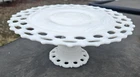 Vintage Milk Glass Cake Stand Doric Lace Edge Westmoreland Glass