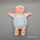 VTG Cabbage Patch Kids Coleco Baby Boy Doll Blue & White Romper Vinyl Bald Head