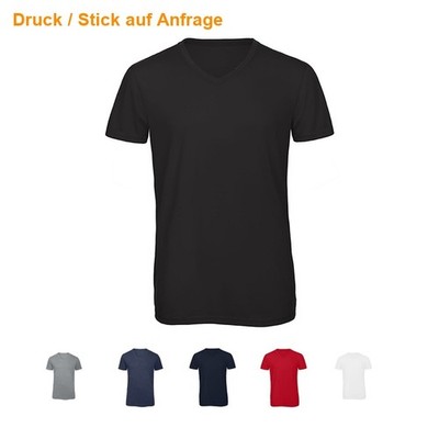 B&C Herren V-Neck T-Shirt Triblend Atmungsaktiv V-Ausschnitt S-3XL TM057 NEU
