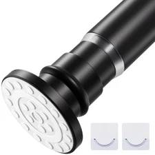 Adjustable Heavy Duty Tension Rod 28-48 for Curtains  Doorways, Black