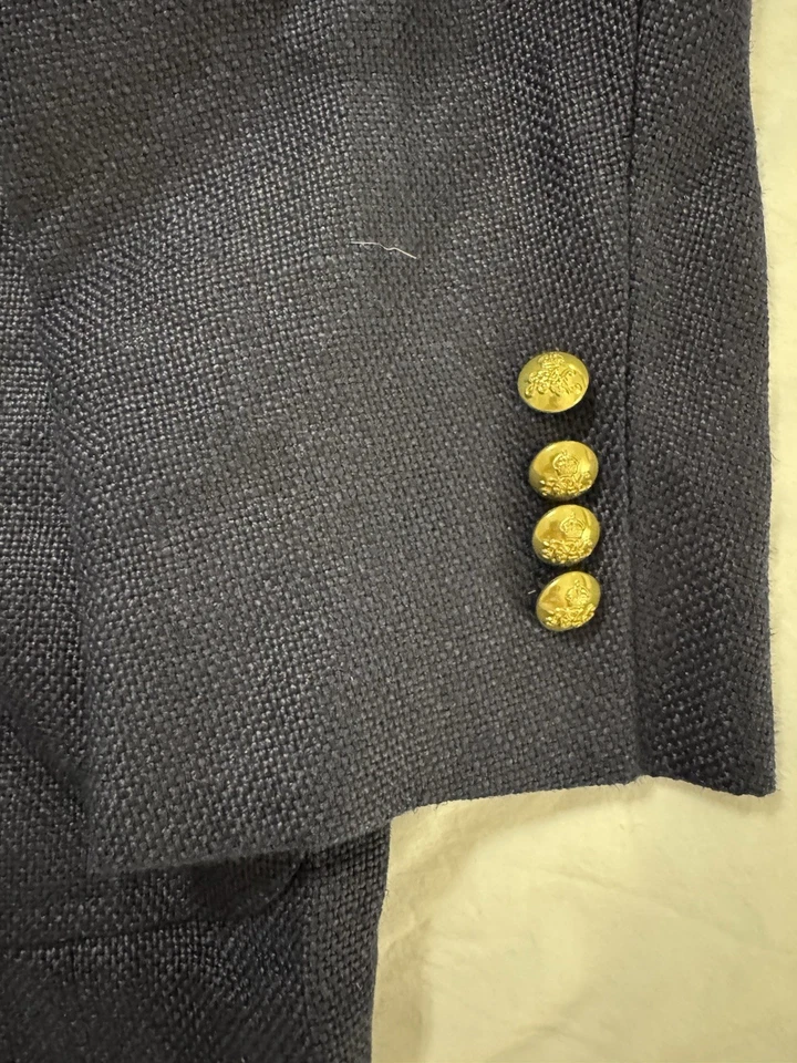 Мужской блейзер Polo Ralph Lauren темно-синий 100% лен размер 48R - Изображение 3 из 4