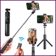 Wireless Selfie Stick Tripod Stand with Light Bluetooth Remote Extendable Tripod