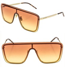 SAINT LAURENT 364 MASK YSL SL364 008 Orange Gold Unisex Shield Metal Sunglasses