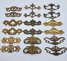 Lot of Mixed Antique/Vintage Hardware Furniture Drawer Backplates Metal Brass