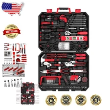 Deluxe 228pc Tool Set: Durable Steel, Red Storage Case, Versatile Repairs