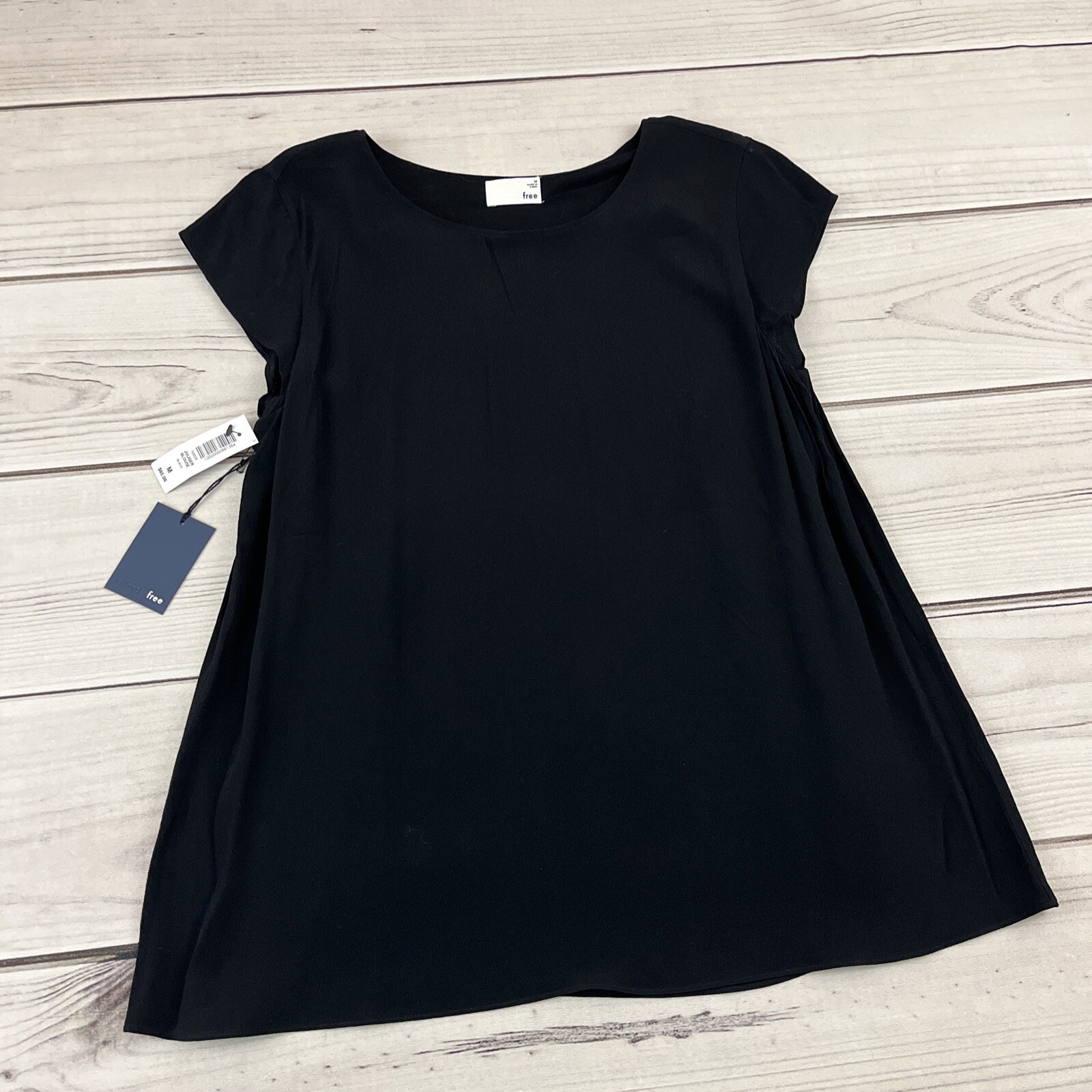 Wilfred Free Juliger Blouse Womens M Black Rayon Swing Cap Sleeve Lined Top NWT