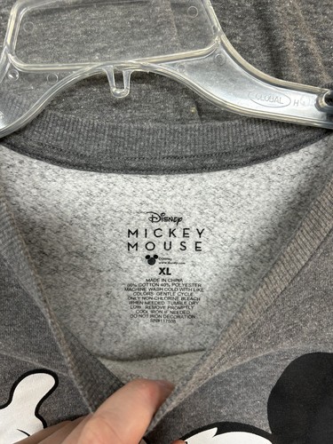 Disney Sweatshirt Men's XL Gray Graphic Print Mickey Mouse Round Neck Pullover - Picture 3 of 9