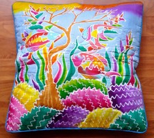 New Handpainted Batik Tropical fish 23X23 Inch Cotton Pillow Cover Bali