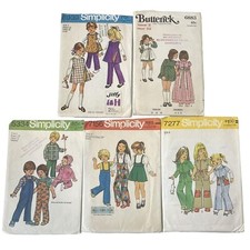 5 Simplicity Butterick Girls Boys Kids Clothes Pattern Lot 2 3 4 Vintage 1970s