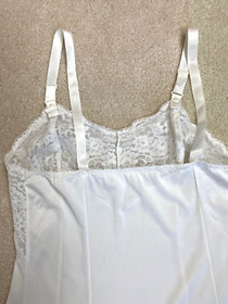 2 VTG Olga & Wandermaid 1980s Full Slip Black White Lace 34 A Antron Nylon