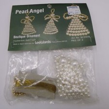 LeeWards Pearl Angel Gold Boutique Sequin Bead Christmas Ornament Kit Vintage