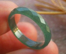 Video Certified Green A Jadeite Jade Diamond Cut Round Ring NO. 6.5    114269 TS