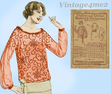 Butterick 4624: 1920s Misses Post Edwardian Blouse 34 B Vintage Sewing Pattern