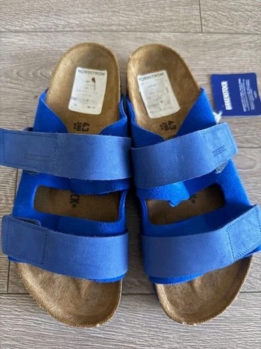 NEW Birkenstock Mens 10 Uji  wide straps Nubuck Suede Leather Sandal Ultra Blue