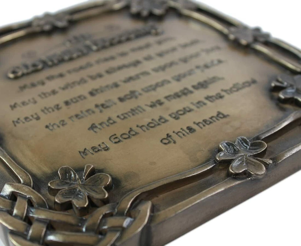 Irish Blessing Wall Plaque Bronze Plated Celtic Knot Shamrock Home Decor 5.9x6.1 - Image 3 of 4