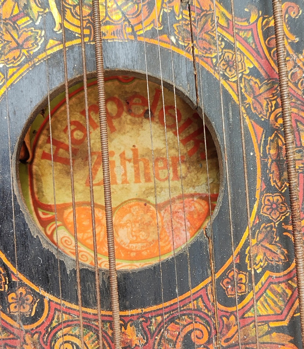 Antike Zither Harpeleik Zither 56x47x5 cm | eBay