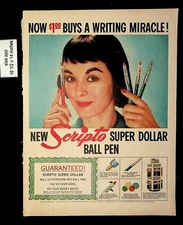 1956 Scripto Super Dollar Ball Pen Writing Vintage Print Ad 9072