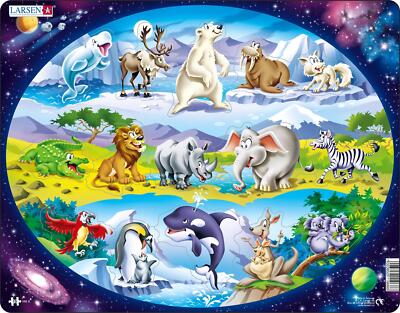 Larsen Puzzle Animals around The World 15-tlg., Rahmenpuzzle
