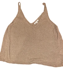 Baevely Knit V Neck Tank Sweater Tan Brown Womens Spaghetti Straps Size LARGE