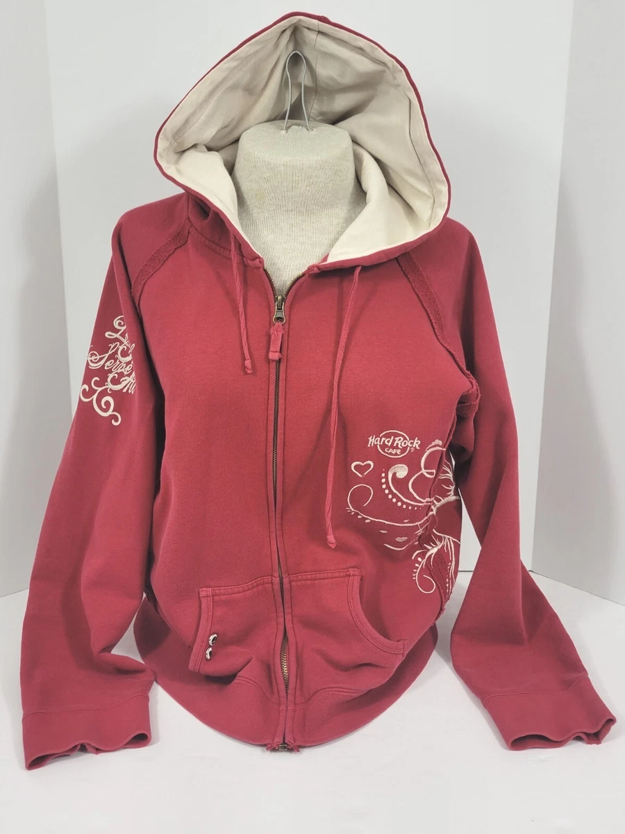 Vtg Hard Rock Cafe St Louis Hoodie Sweatshirt Women XL Red Love