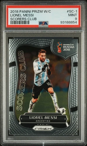 LIONEL MESSI PSA 9 2018 PANINI PRIZM WORLD CUP SCORERS CLUB ARGENTINA