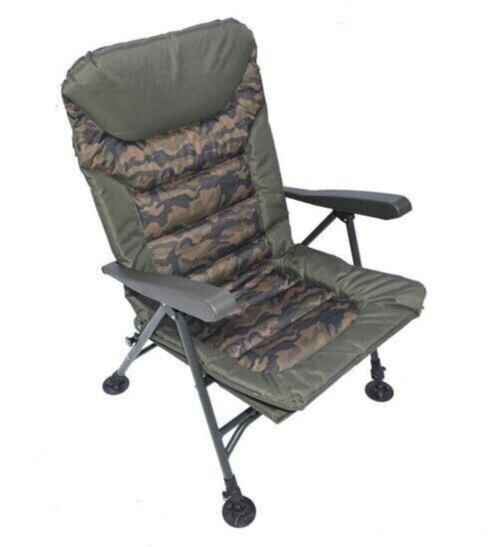 Carp Fishing Chair Skills Tackle Camo high back recliner arm rests