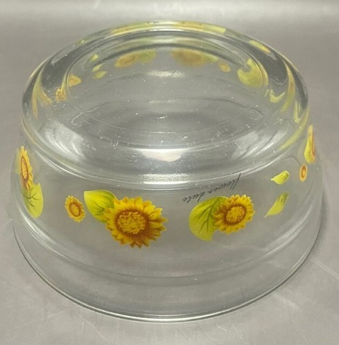 Vintage Imperial Glass Sunflower Flower Dute 3 Glass Nesting Bowls w Plastic Lid - Picture 13 of 13