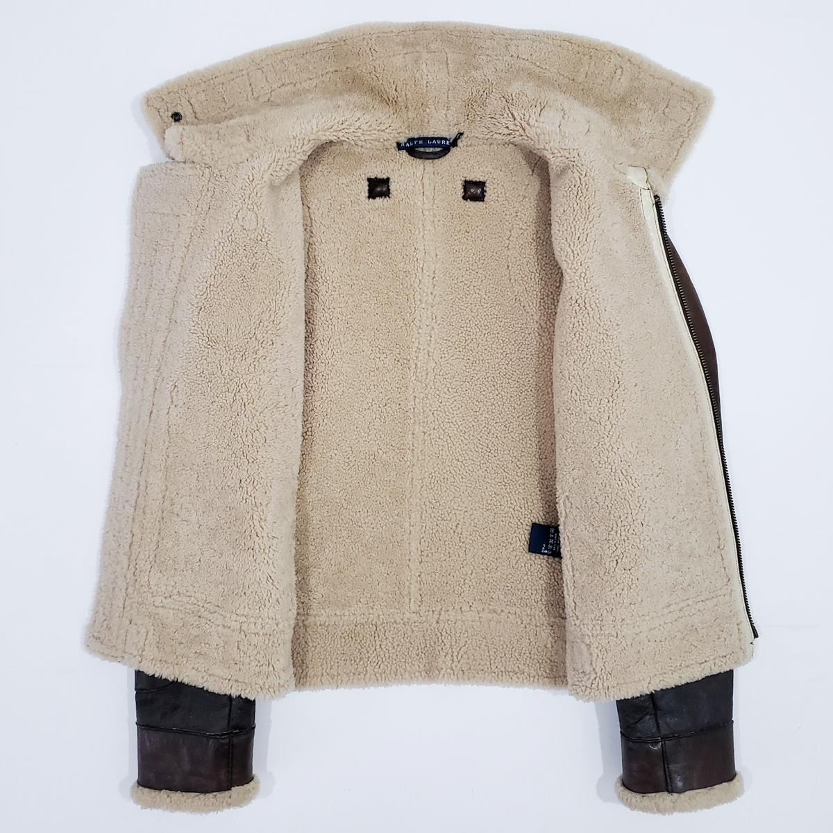 POLO RALPH LAUREN B-3 Leather Trim Shearling Aviator Flight Jacket 