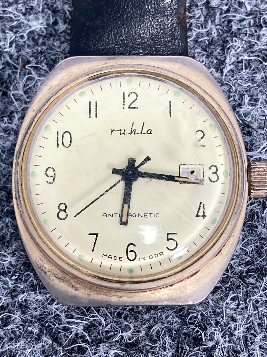 RUHLA ARMBANDUHR VINTAGE HANDAUFZUG GDR DDR ALT LÄUFT